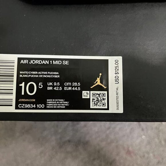 Jordan 1 Mid White Black Cyber Pink